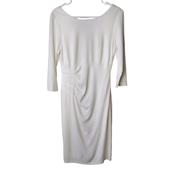 Donna Ricco Dress Womens 4 Midi Side Zip Cream - Picture 1 of 10